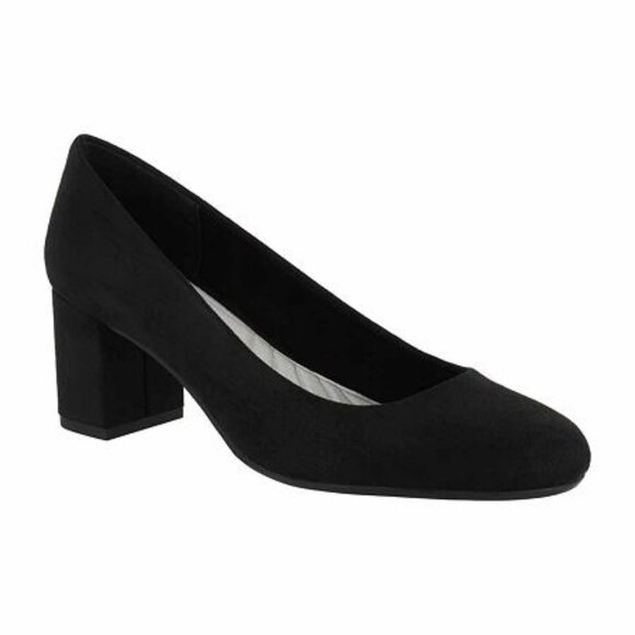 Easy Street Womens Proper Round Toe Slip On Pumps Black Super Suede Size 7M NIB - Picture 1 of 4
